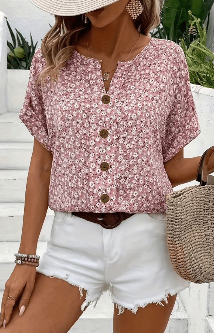 BLOSSÉRA – Women’s Floral Summer Blouse with Soft Lightweight Drape