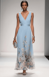 ELORIA – Elegant Floral Chiffon Maxi Dress for Women, Soft Flowing Fit