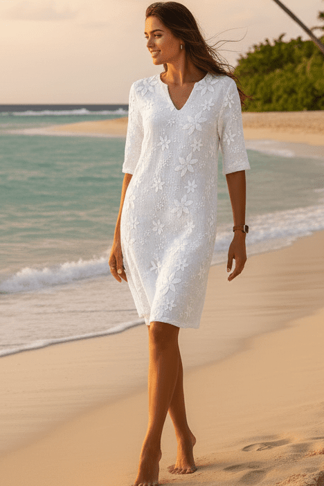 FLORÉYA – Women’s Summer Floral Dress with Clean V-Neck Silhouette