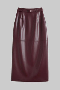 Diana - Genuine Leather Pencil Skirt with Sculpted Waist & Belt for Elegant Fit 0