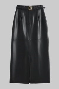 Diana - Genuine Leather Pencil Skirt with Sculpted Waist & Belt for Elegant Fit 5