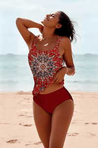 Josie Women's Boho Print Tankini Set - Adjustable Slim Fit for Summer Style 5