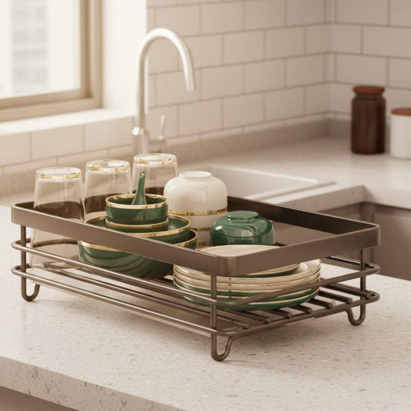 KITCHENFORM – Foldable stainless steel dish rack, space-saving design for modern kitchens 0