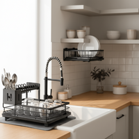 KITCHENFORM – Foldable stainless steel dish rack, space-saving design for modern kitchens 4