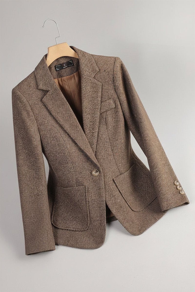 Margot - Tailored Wool Blend Blazer with Notched Lapels & Speckled Texture 1