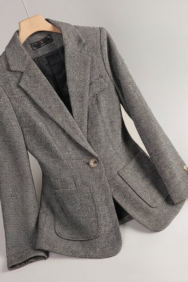 Margot - Tailored Wool Blend Blazer with Notched Lapels & Speckled Texture 2