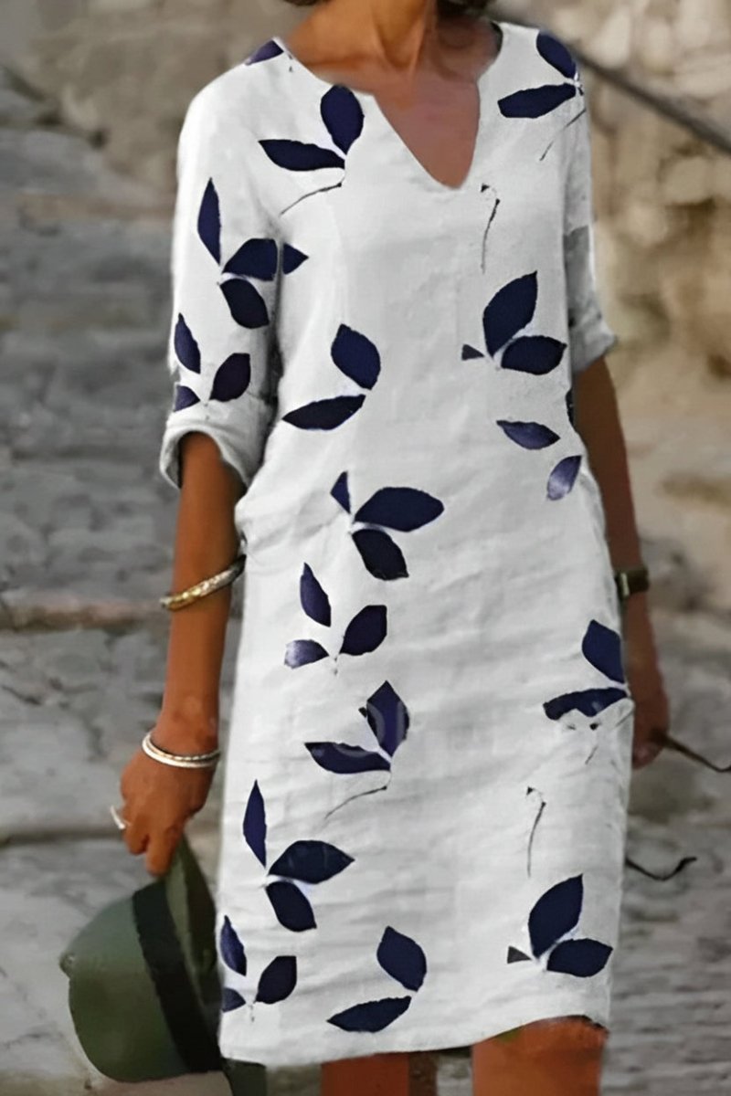 Mavis - Vintage Mini Summer Dress for Women with V-Neck & Short Sleeves 0