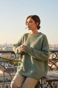 YESHA – Women’s Ribbed Knit Sweater with Relaxed Fit