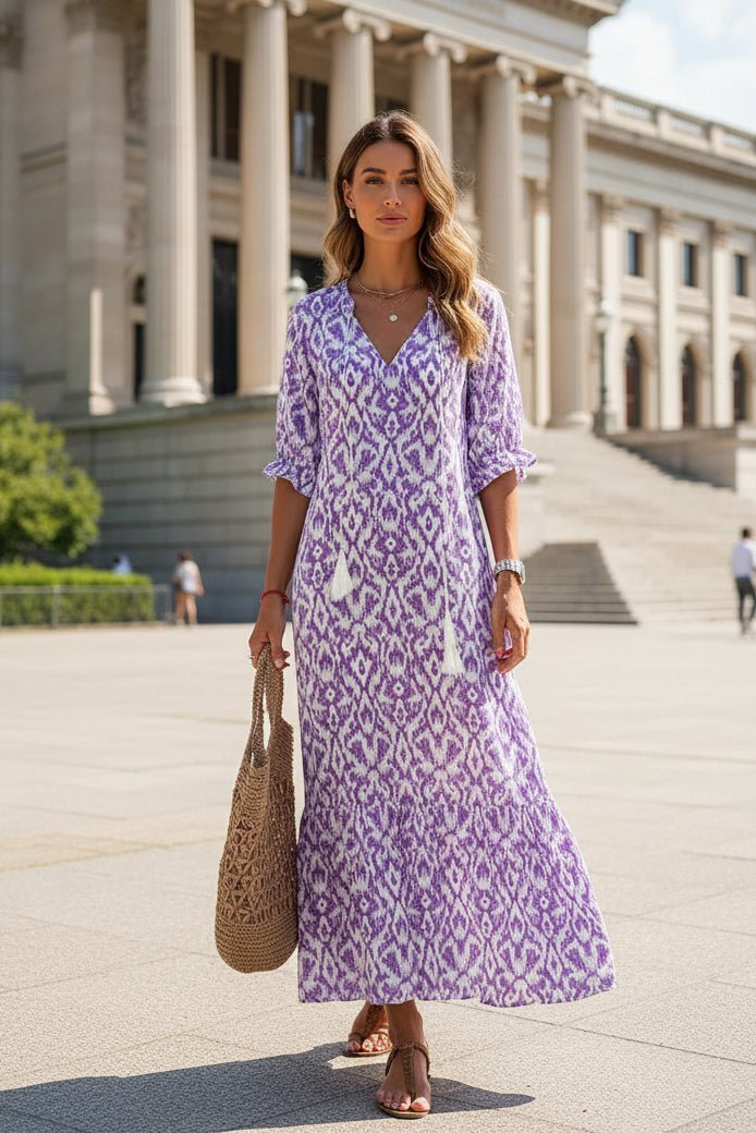 Patrice - Women's A-Line Maxi Dress with V-Neck and Vibrant Prints for Summer 4