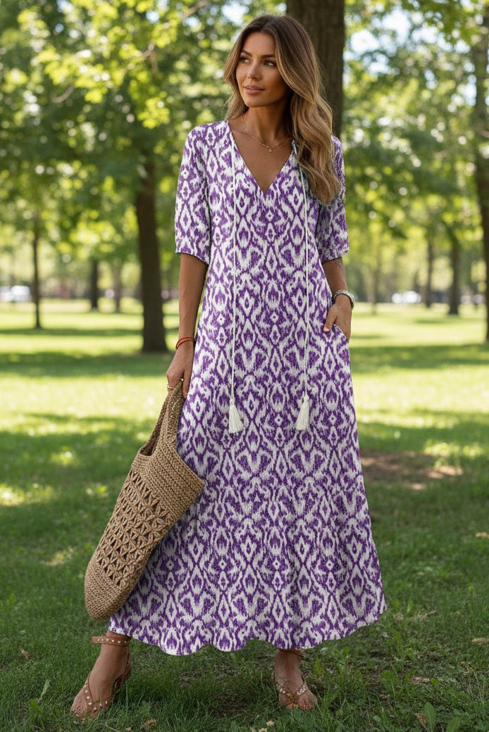 Patrice - Women's A-Line Maxi Dress with V-Neck and Vibrant Prints for Summer 5