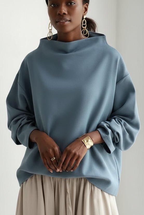 Rachel Women's High-Neck Long Sleeve Top - Soft Fabric, Elegant & Versatile 1