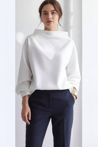 Rachel Women's High-Neck Long Sleeve Top - Soft Fabric, Elegant & Versatile 2