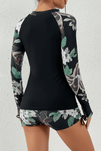 QUEENIE – Women’s Two-Piece Rashguard Swimsuit with High-Waisted Shorts