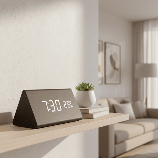 VOXTIME – Voice-Activated LED Wooden Clock for Modern Homes