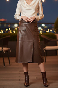SAVANA – Women’s Sheepskin Leather High-Waisted Skirt