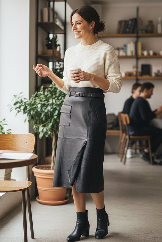 SAVANA – Women’s Sheepskin Leather High-Waisted Skirt